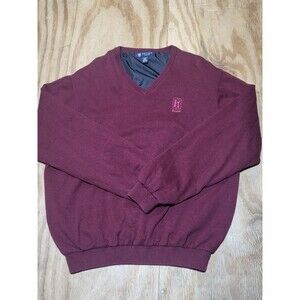 Oxford Golf Vneck Pullover Sweatshirt TPC Boston Men L Burgundy @ST